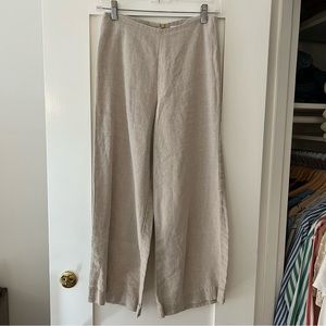 St. Agni Wide Legged Cropped Linen Pants in Natural Linen